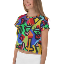 Changing Faces All-Over Print Crop Tee