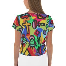 Changing Faces All-Over Print Crop Tee