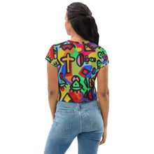 Changing Faces All-Over Print Crop Tee
