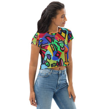 Changing Faces All-Over Print Crop Tee